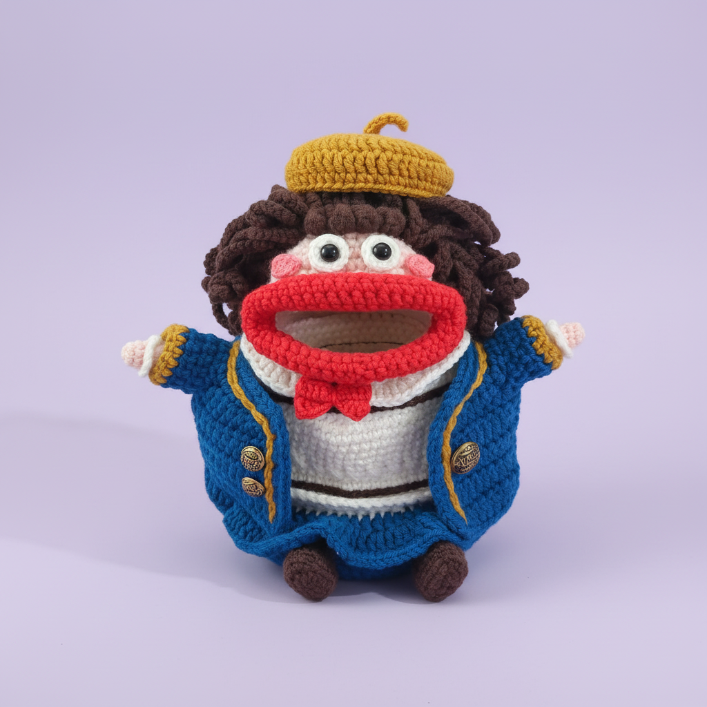 The "Ugly-Cute" Diva - Handmade Big-Mouth Monster Pouch | Quirky Crochet Desktop Organizer